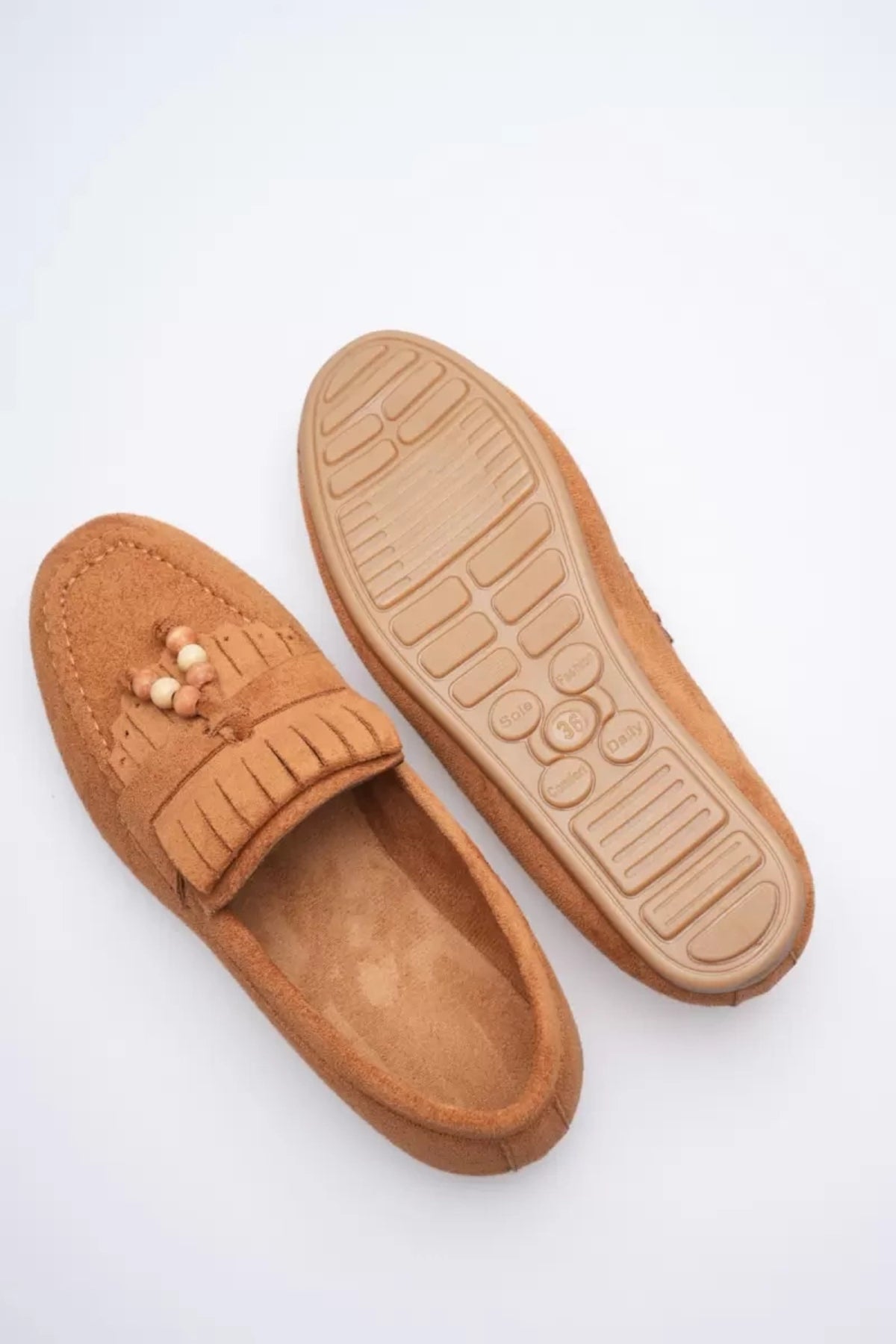 Kadın Taba Süet Günlük Ayakkabı Slip-on Düz Topuklu