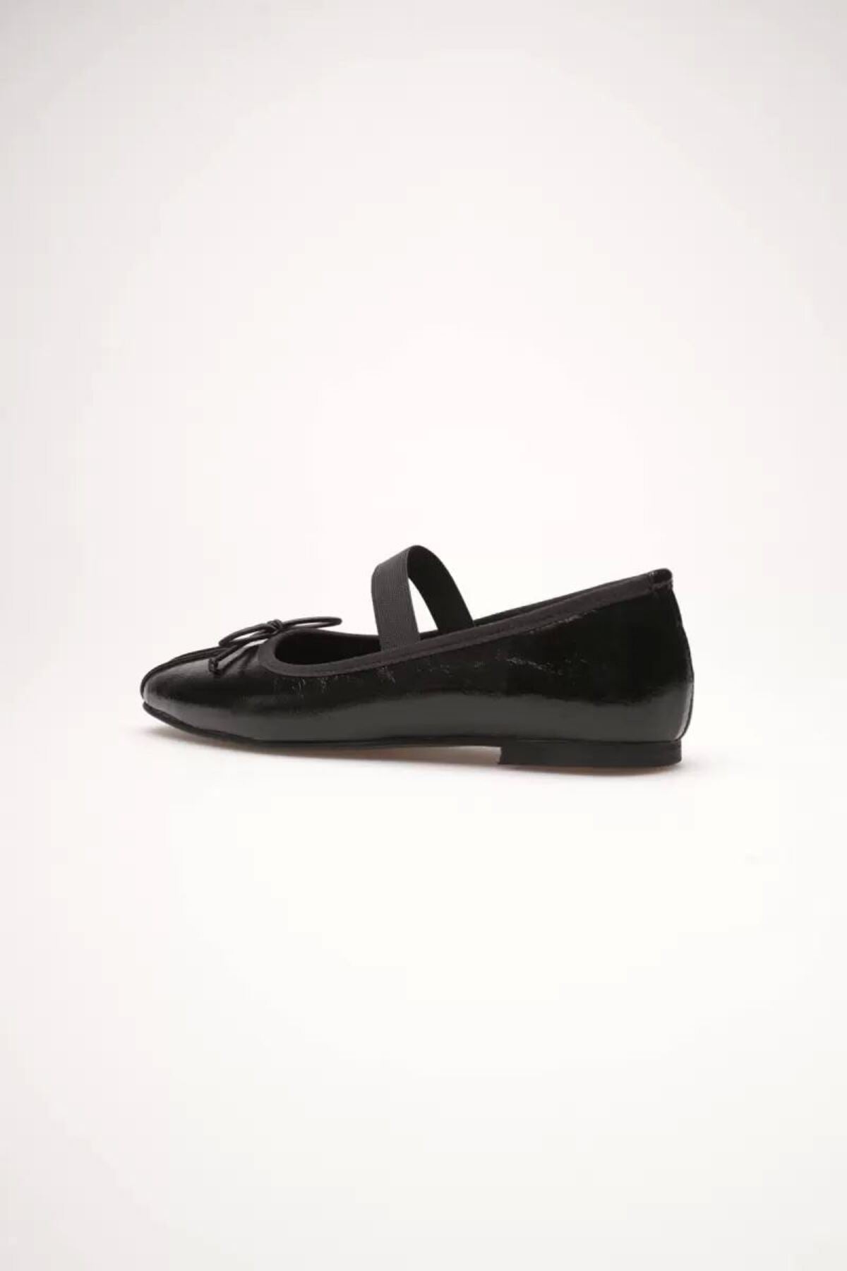 Kadın Siyah Metal Günlük Babet Ayakkabı Slip-on Kalın Topuklu