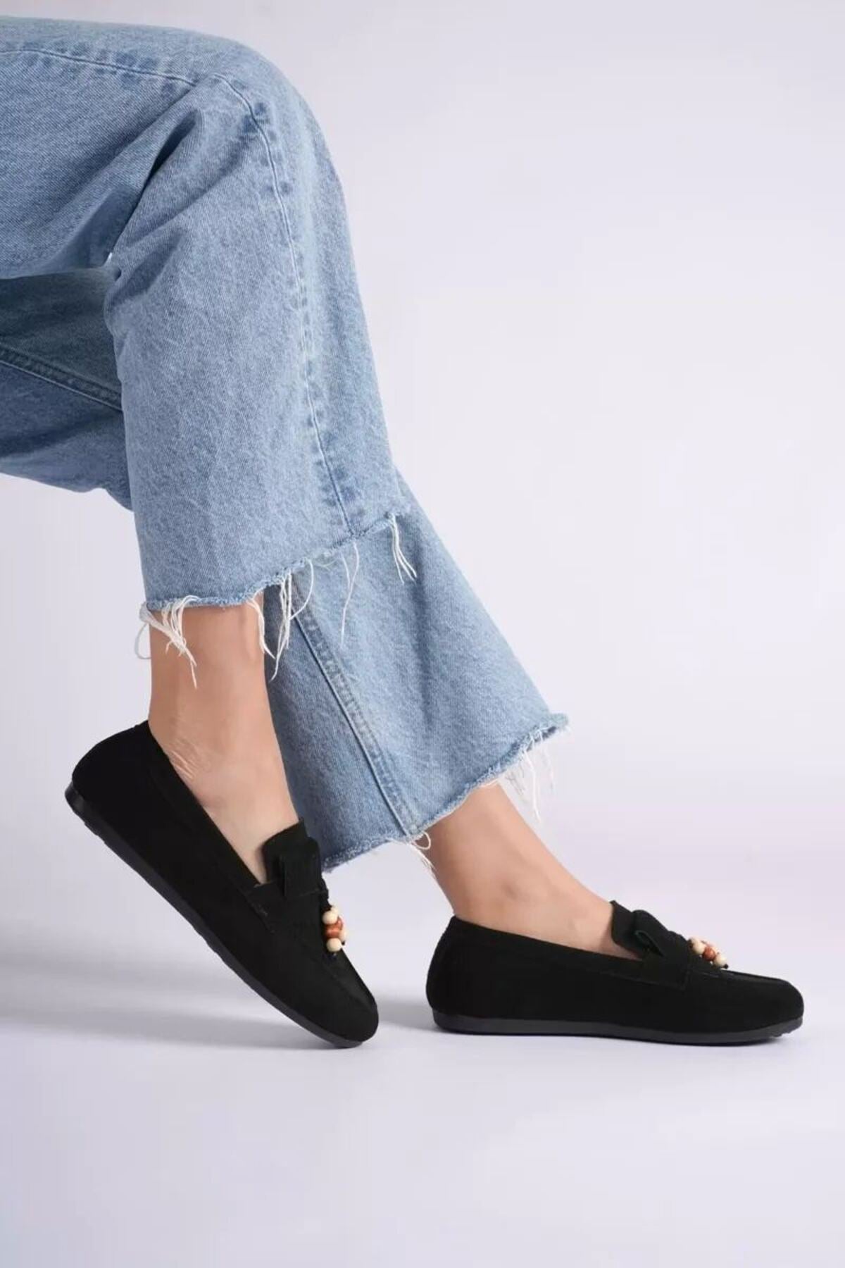 Kadın Siyah Süet Günlük Ayakkabı Slip-on