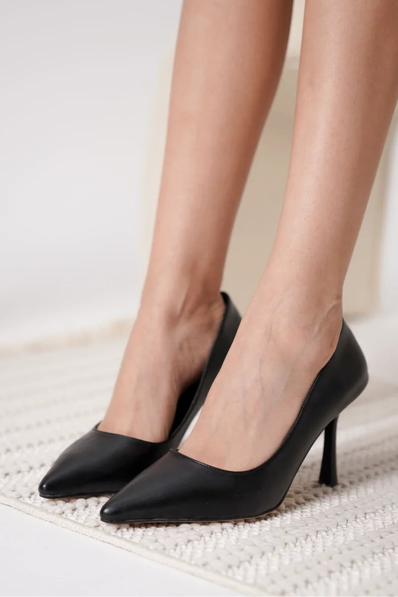 Kadın Mat Siyah Stiletto Kadın Ayakkabı Stiletto İnce topuklu