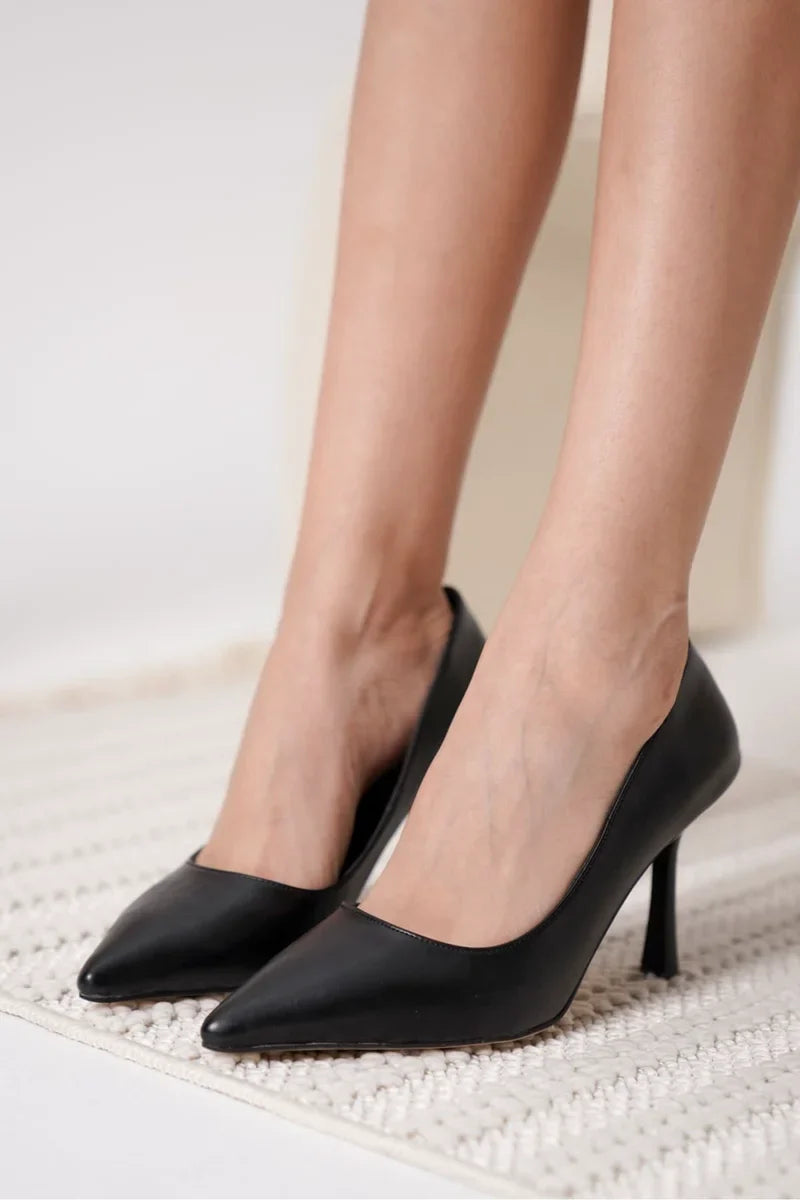 Kadın Mat Siyah Stiletto Kadın Ayakkabı Stiletto İnce topuklu