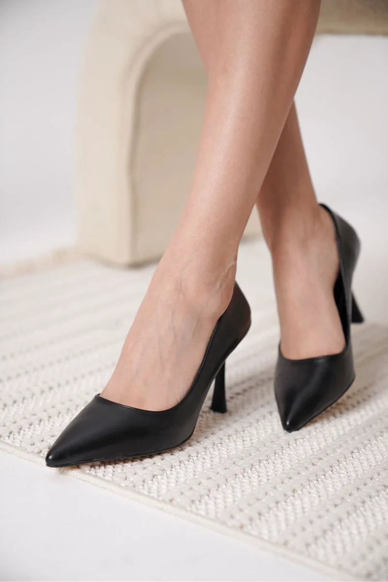 Kadın Mat Siyah Stiletto Kadın Ayakkabı Stiletto İnce topuklu
