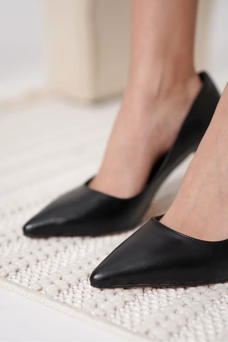 Kadın Mat Siyah Stiletto Kadın Ayakkabı Stiletto İnce topuklu