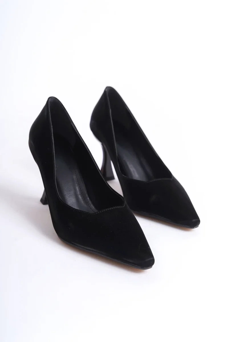 Kadın Siyah Saten Stiletto Kadın Ayakkabı