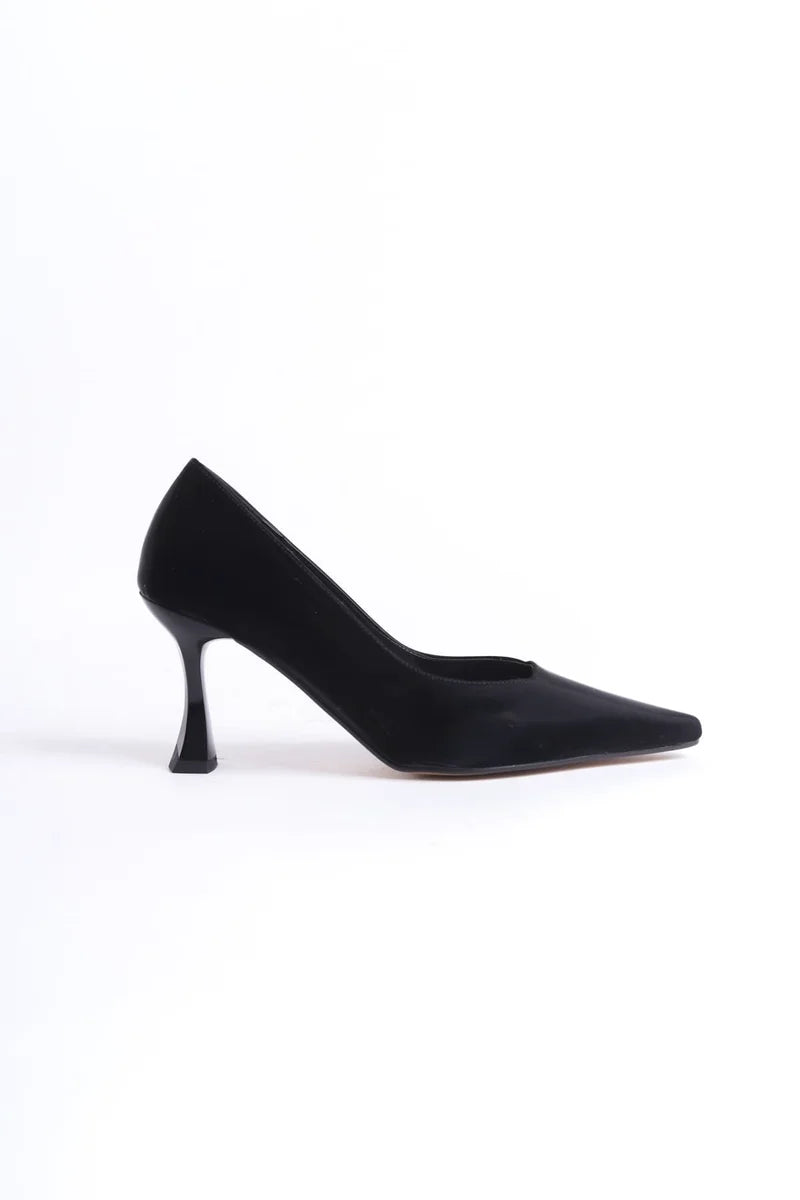Kadın Siyah Saten Stiletto Kadın Ayakkabı