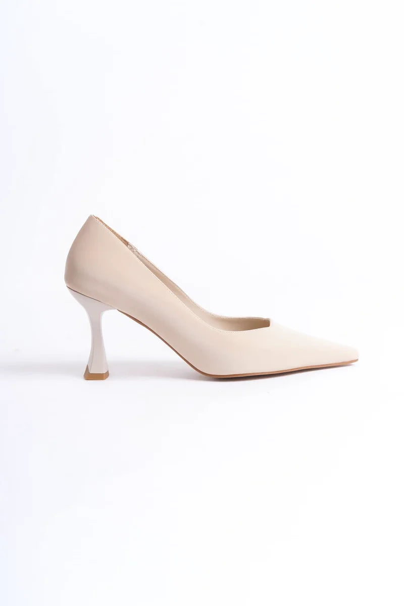 Kadın Bej Saten Stiletto Kadın Ayakkabı Stiletto