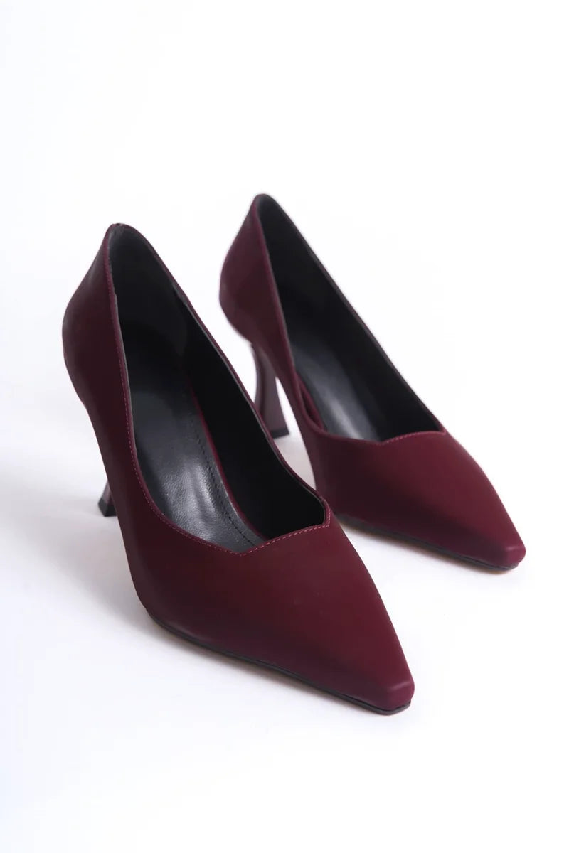 Kadın Bordo Saten Stiletto Kadın Ayakkabı