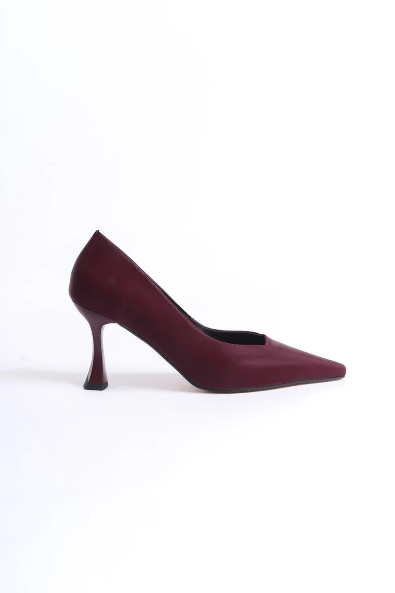 Kadın Bordo Saten Stiletto Kadın Ayakkabı