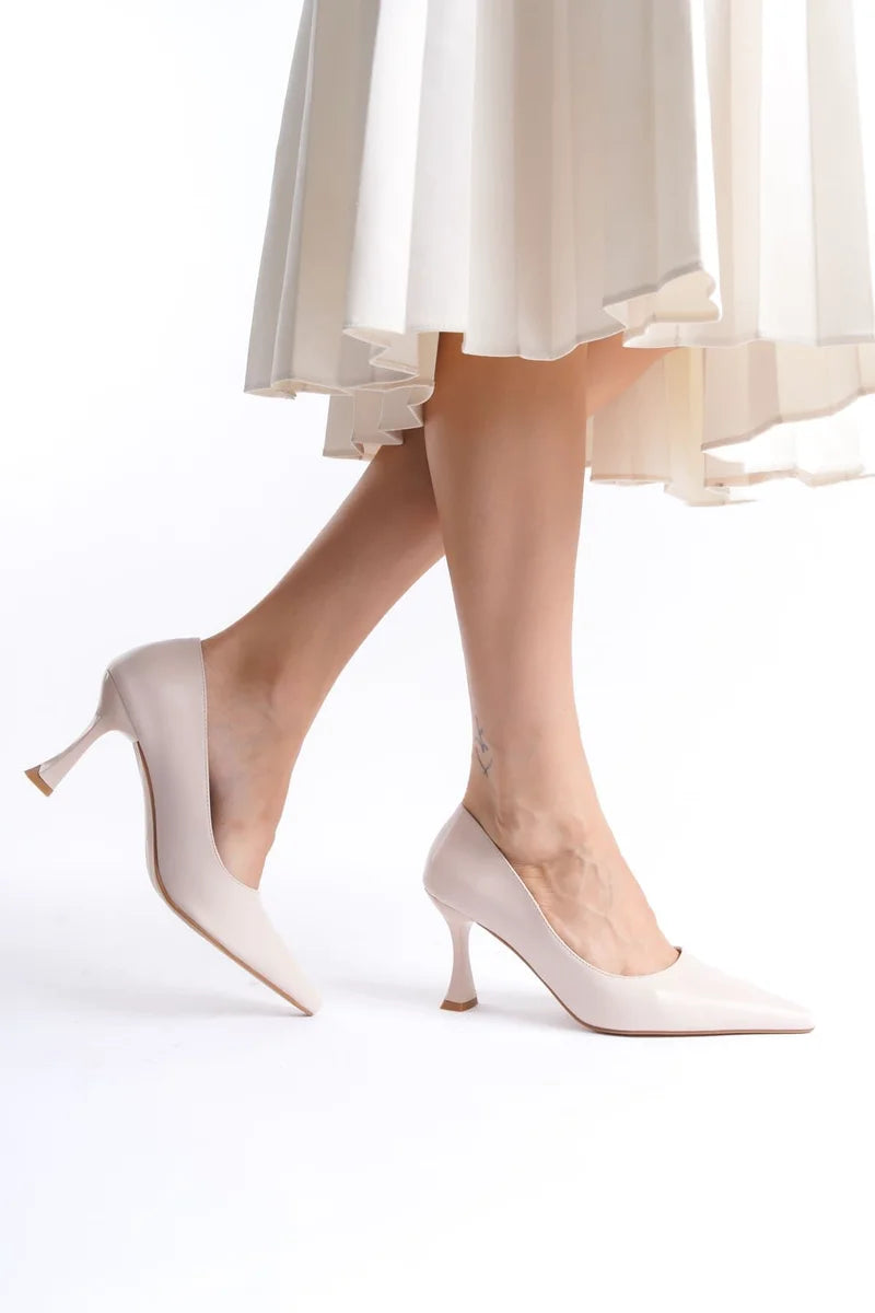 Kadın Mat Bej Stiletto Kadın Ayakkabı Stiletto