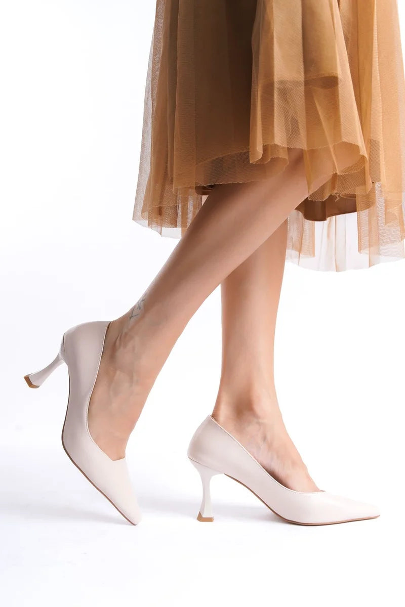 Kadın Mat Bej Stiletto Kadın Ayakkabı Stiletto