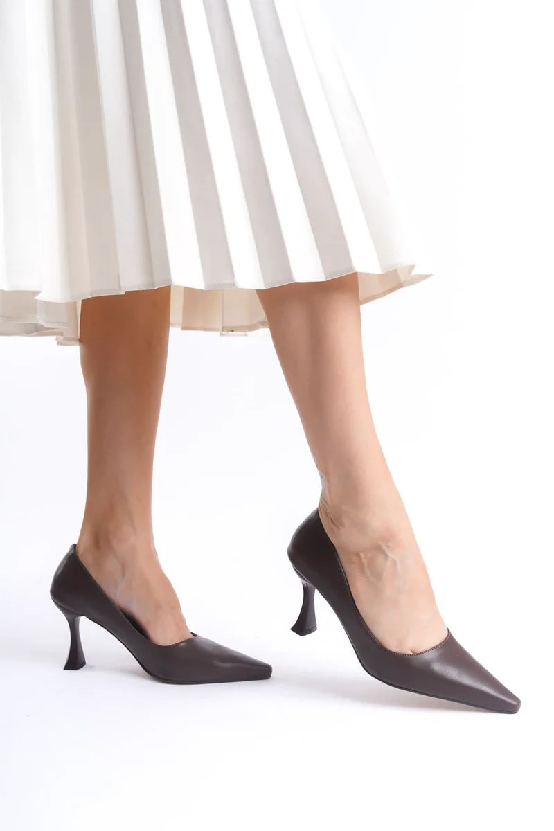 Kadın Mat Acı Kahve Stiletto Kadın Ayakkabı