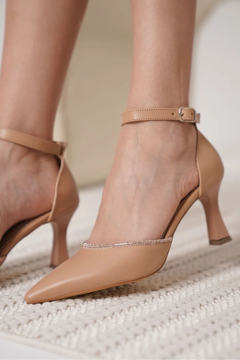 Taşlı Kadın Nude Topuklu Ayakkabı Kadın Ayakkabı