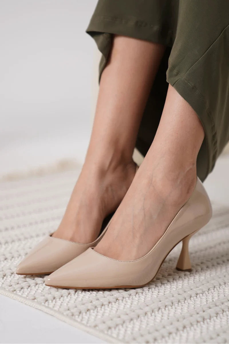 Nude Rugan Kadın Stiletto Kadın Ayakkabı