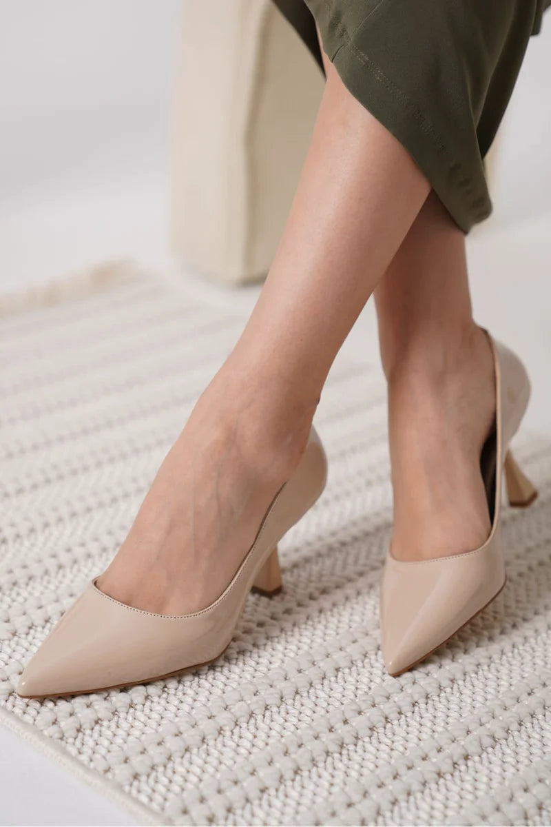 Nude Rugan Kadın Stiletto Kadın Ayakkabı