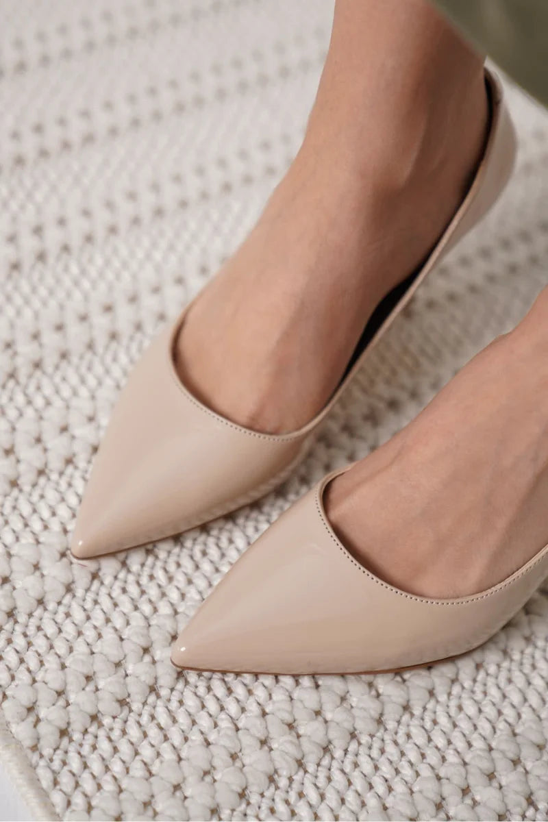 Nude Rugan Kadın Stiletto Kadın Ayakkabı