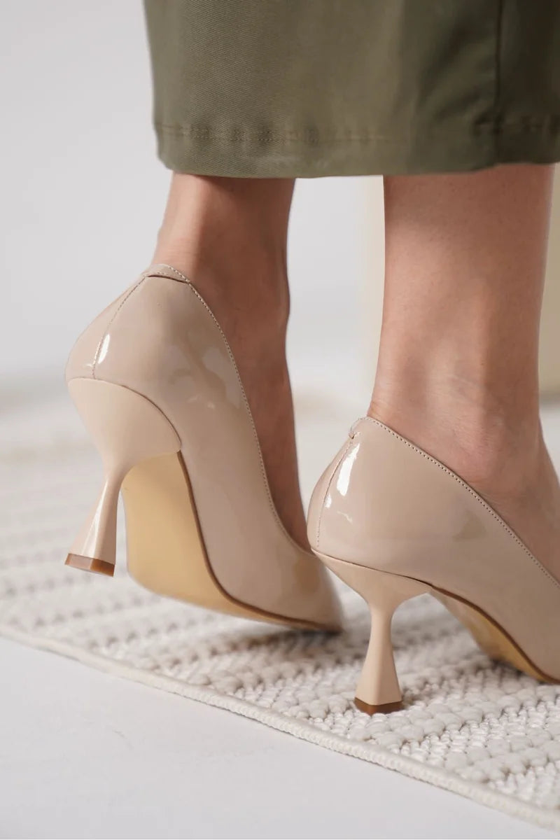 Nude Rugan Kadın Stiletto Kadın Ayakkabı