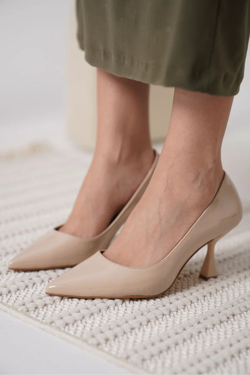 Nude Rugan Kadın Stiletto Kadın Ayakkabı