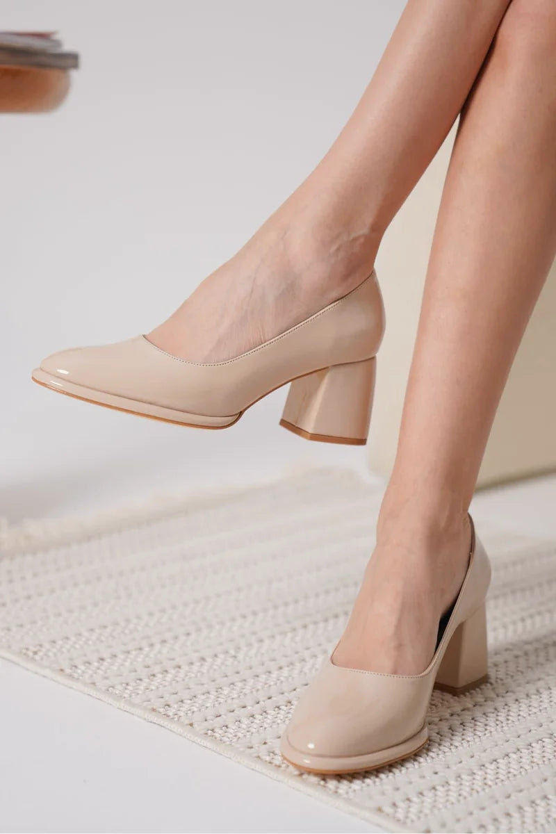 Nude Rugan Kadın Stiletto Kadın Ayakkabı