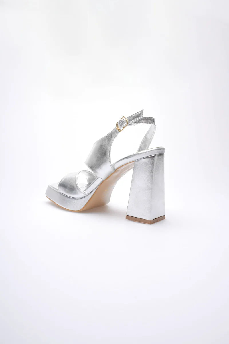 Gümüş Kadın Topuklu Platform Sandalet TR12MY04F