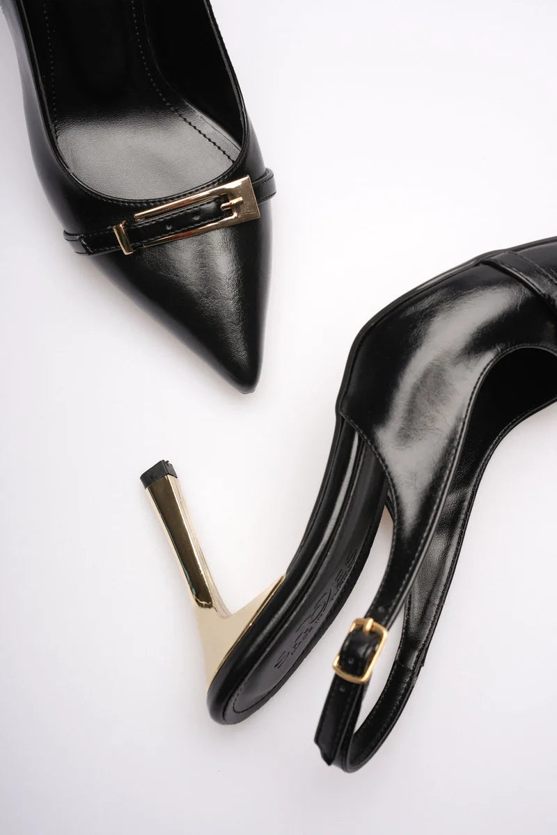 Kadın Siyah Tokalı Topuklu Ayakkabı Kadın Ayakkabı