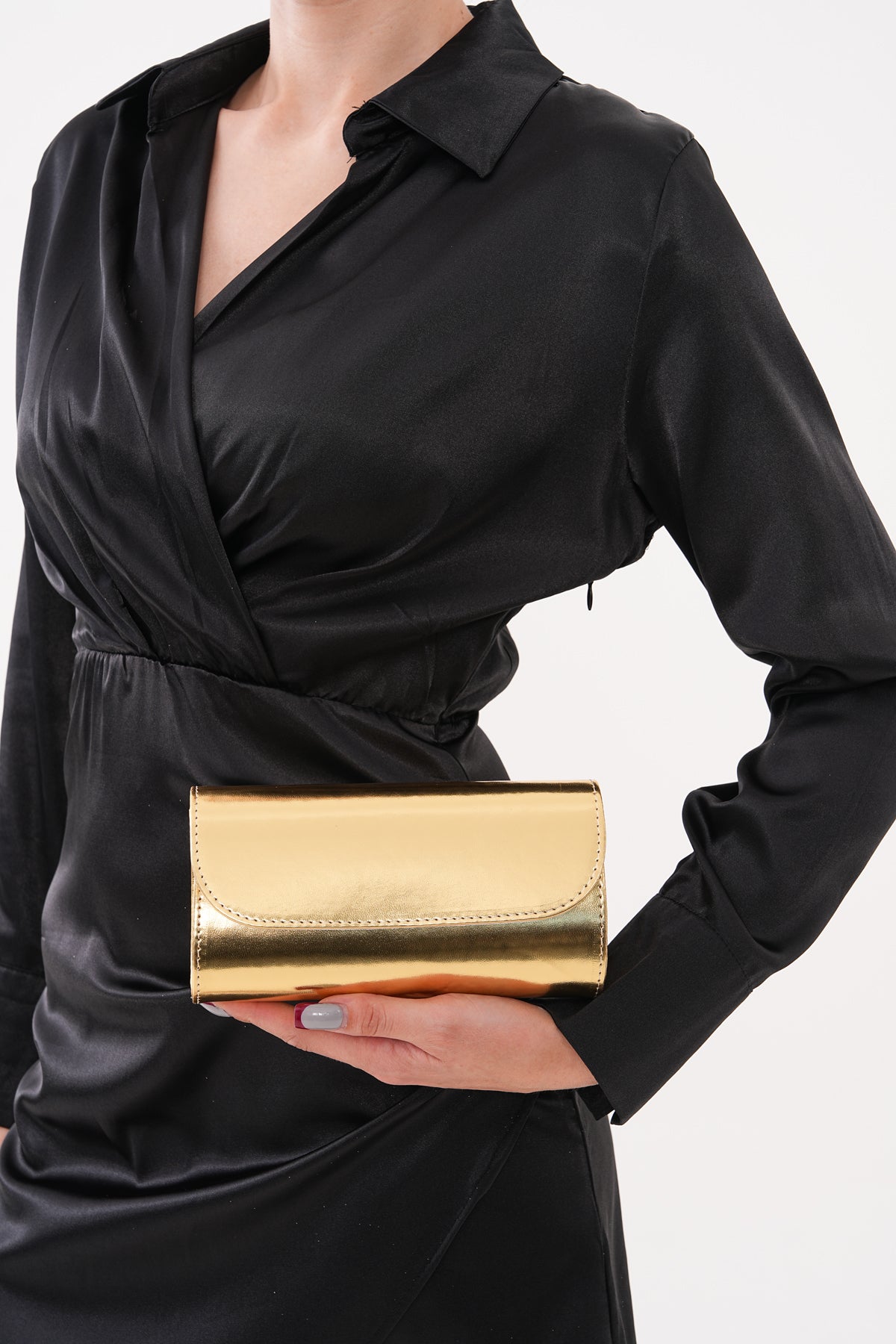 Kadın Gold Minimalist Abiye El Çantası