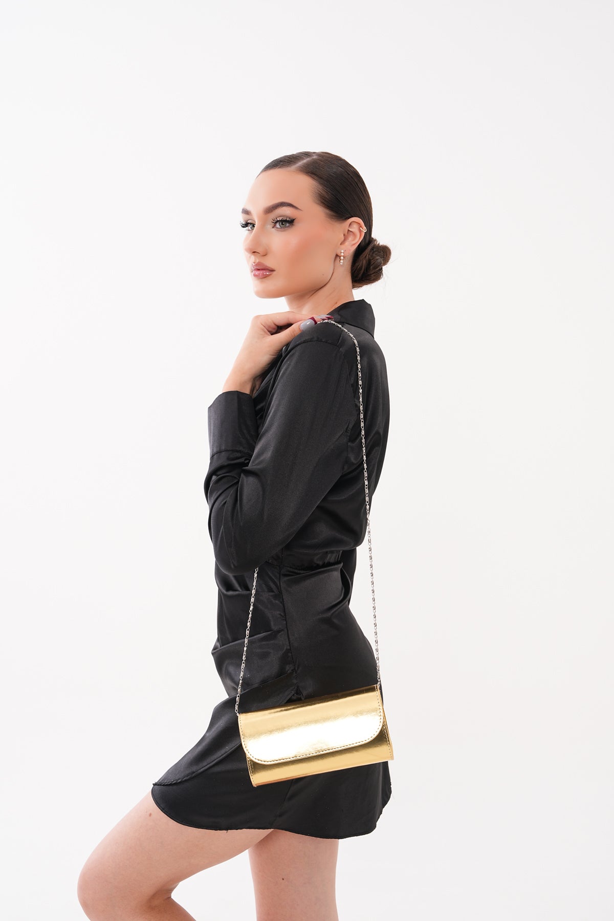 Kadın Gold Minimalist Abiye El Çantası