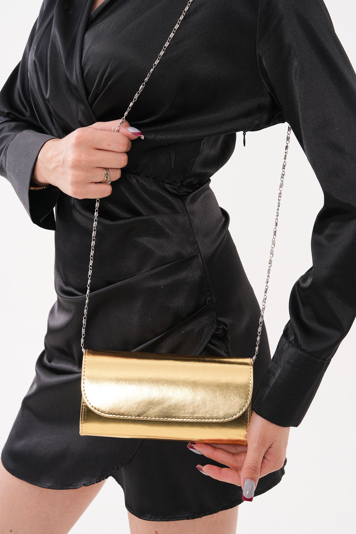 Kadın Gold Minimalist Abiye El Çantası