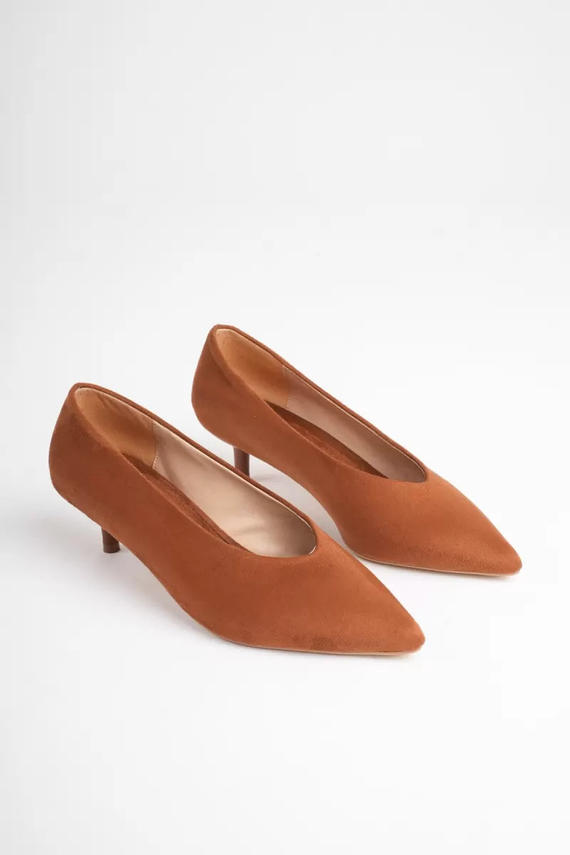 Kadın Taba Süet İnce Topuklu Stiletto