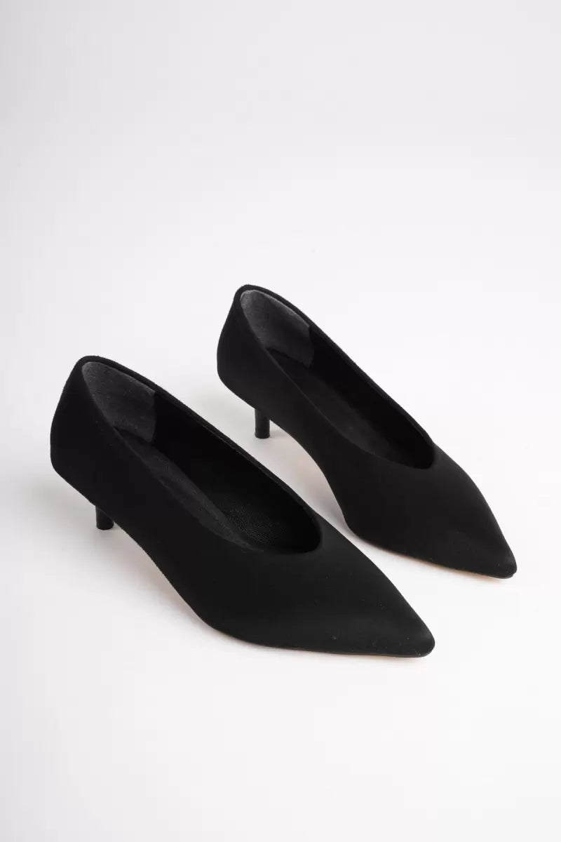 Kadın Siyah Süet İnce Topuklu Stiletto