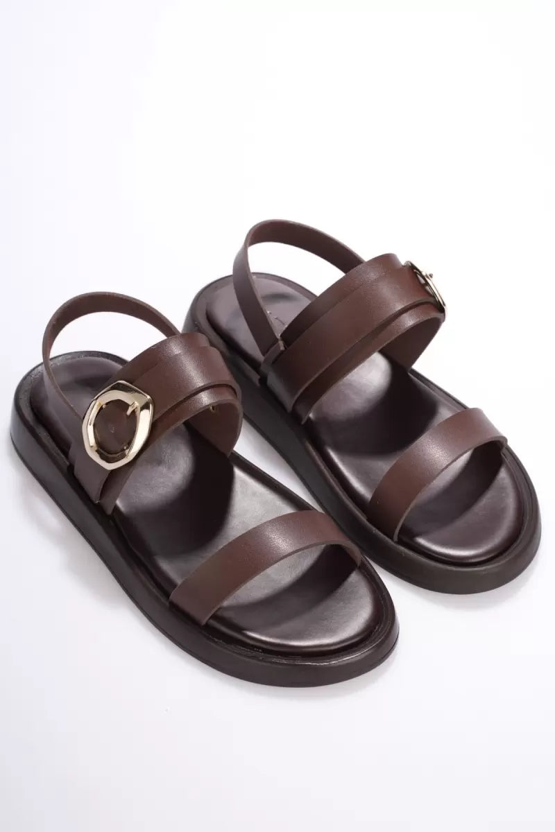 Kadın Acı Kahve 2cm Topuk Boyu Yazlık Rahat Sandalet TR27MY05C