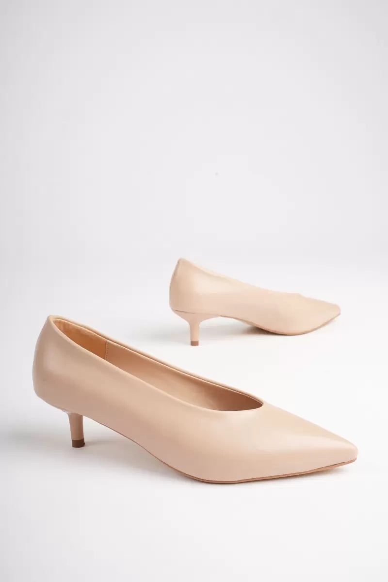 Kadın Bej İnce Topuklu Stiletto