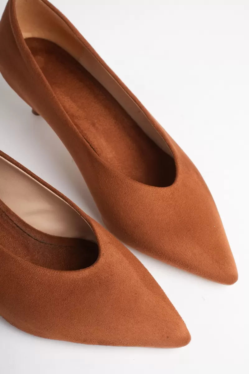 Kadın Taba Süet İnce Topuklu Stiletto