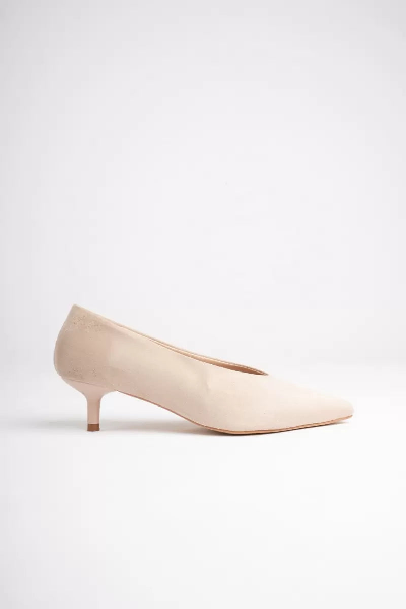 Kadın Bej Süet İnce Topuklu Stiletto