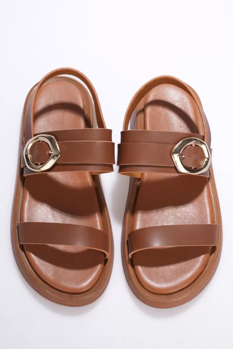 Kadın Taba 2cm Topuk Boyu Yazlık Rahat Sandalet TR27MY05B
