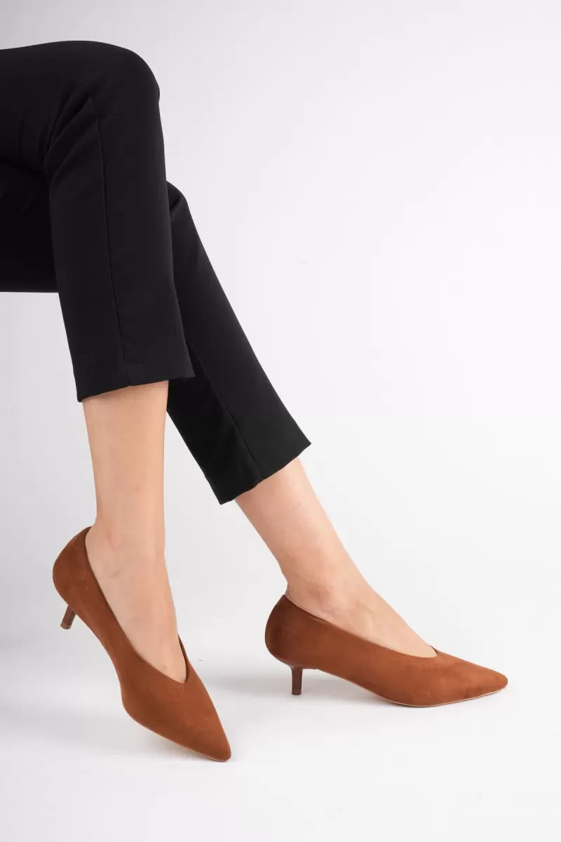 Kadın Taba Süet İnce Topuklu Stiletto