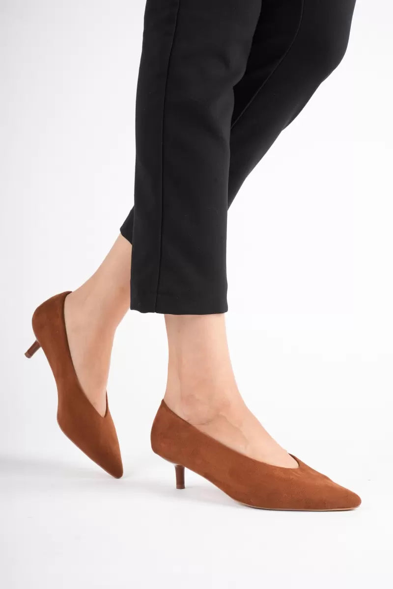 Kadın Taba Süet İnce Topuklu Stiletto