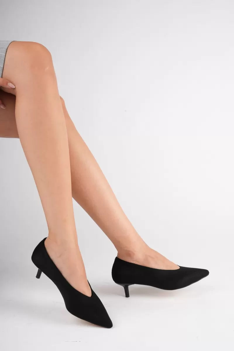 Kadın Siyah Süet İnce Topuklu Stiletto