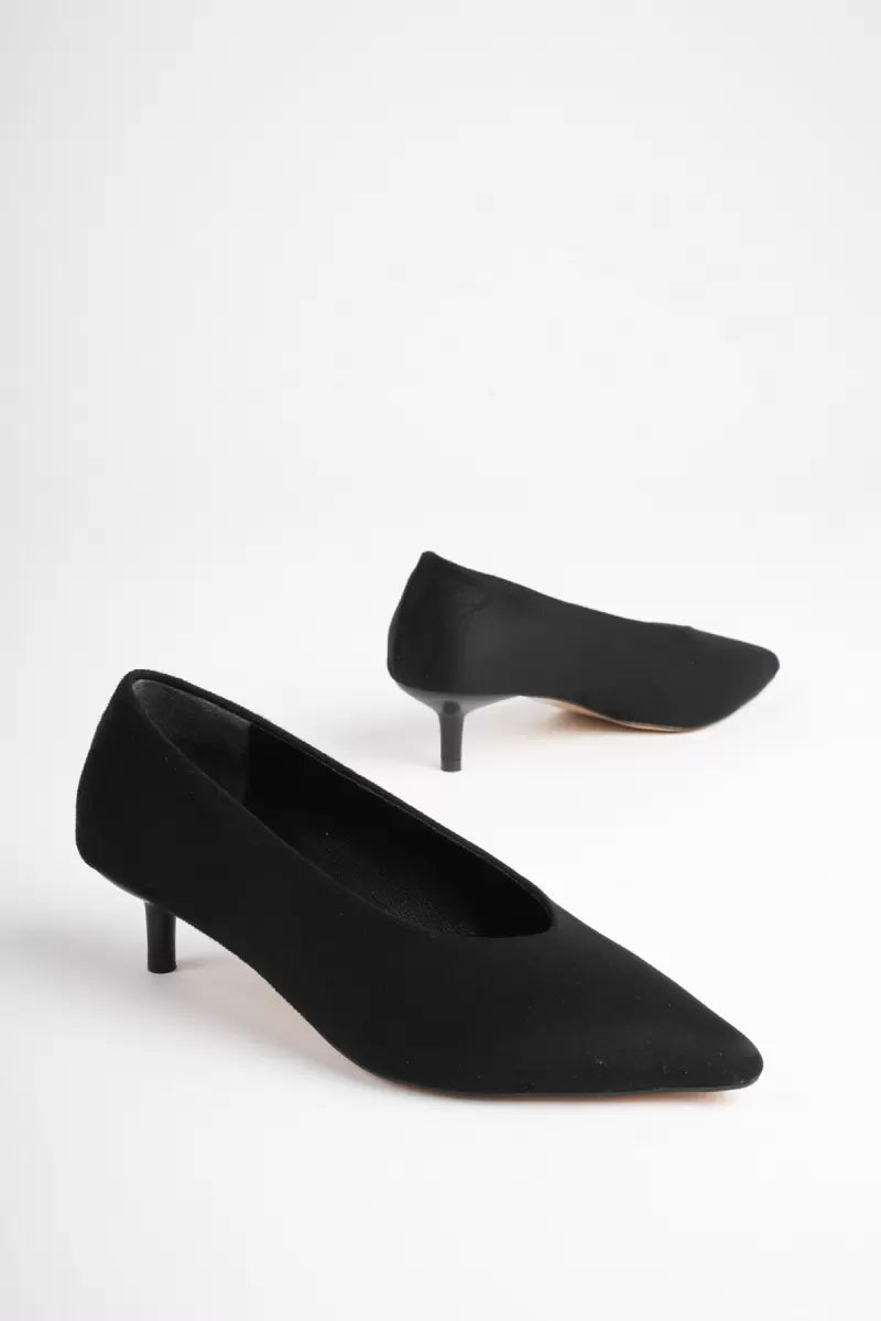 Kadın Siyah Süet İnce Topuklu Stiletto