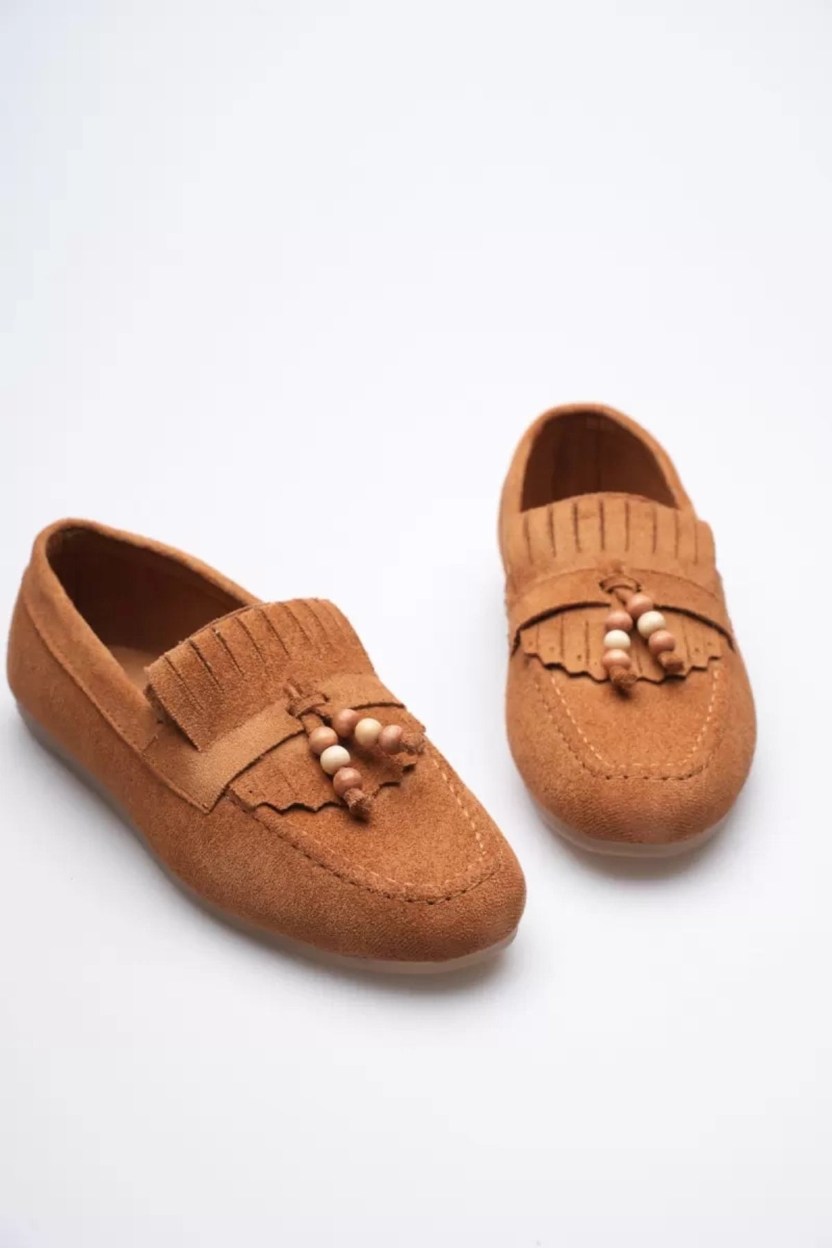 Kadın Taba Süet Günlük Ayakkabı Slip-on Düz Topuklu
