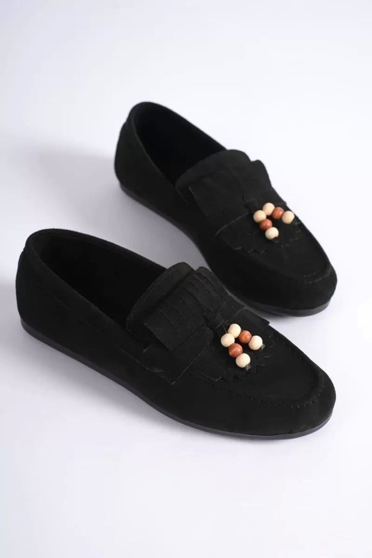Kadın Siyah Süet Günlük Ayakkabı Slip-on
