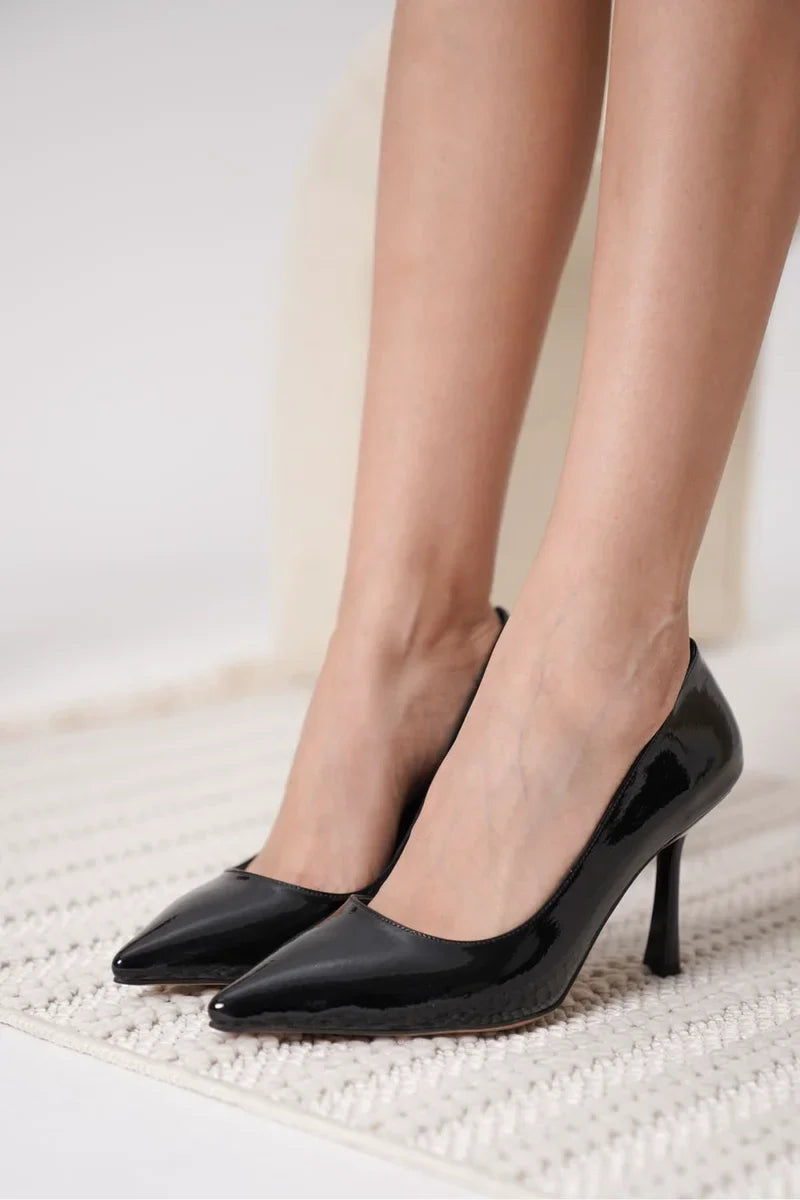 Kadın Mat Siyah Stiletto Kadın Ayakkabı Stiletto İnce topuklu