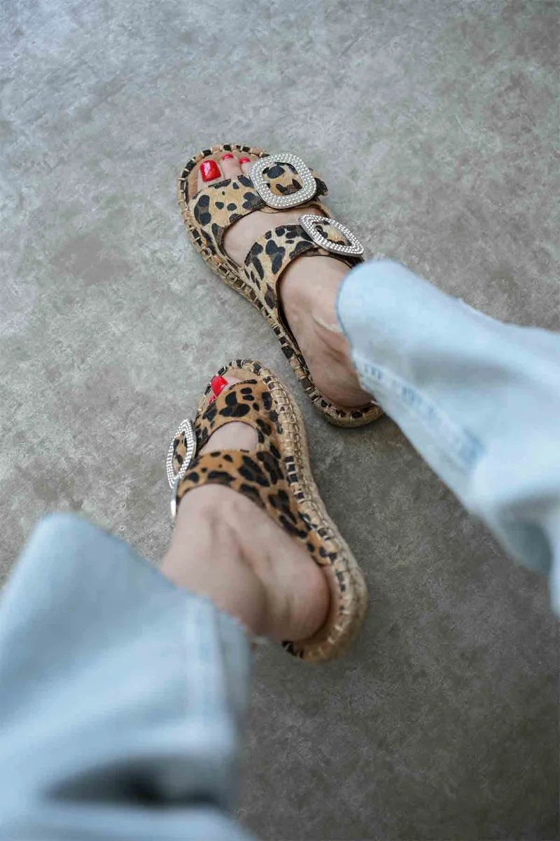 Süet Leopar Taşlı Kadın Terlik TR35MY05E