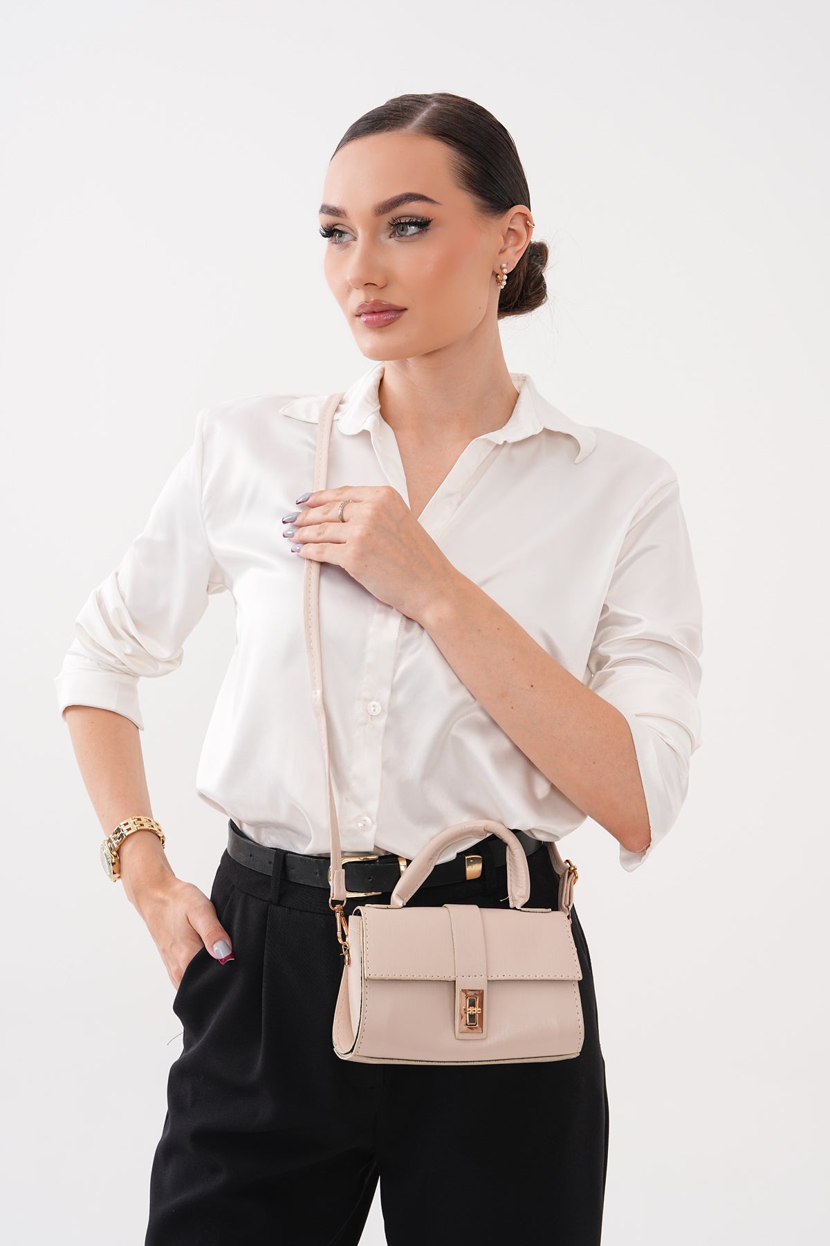 Kadın Soft Pembe Minimalist El ve Omuz Çantası
