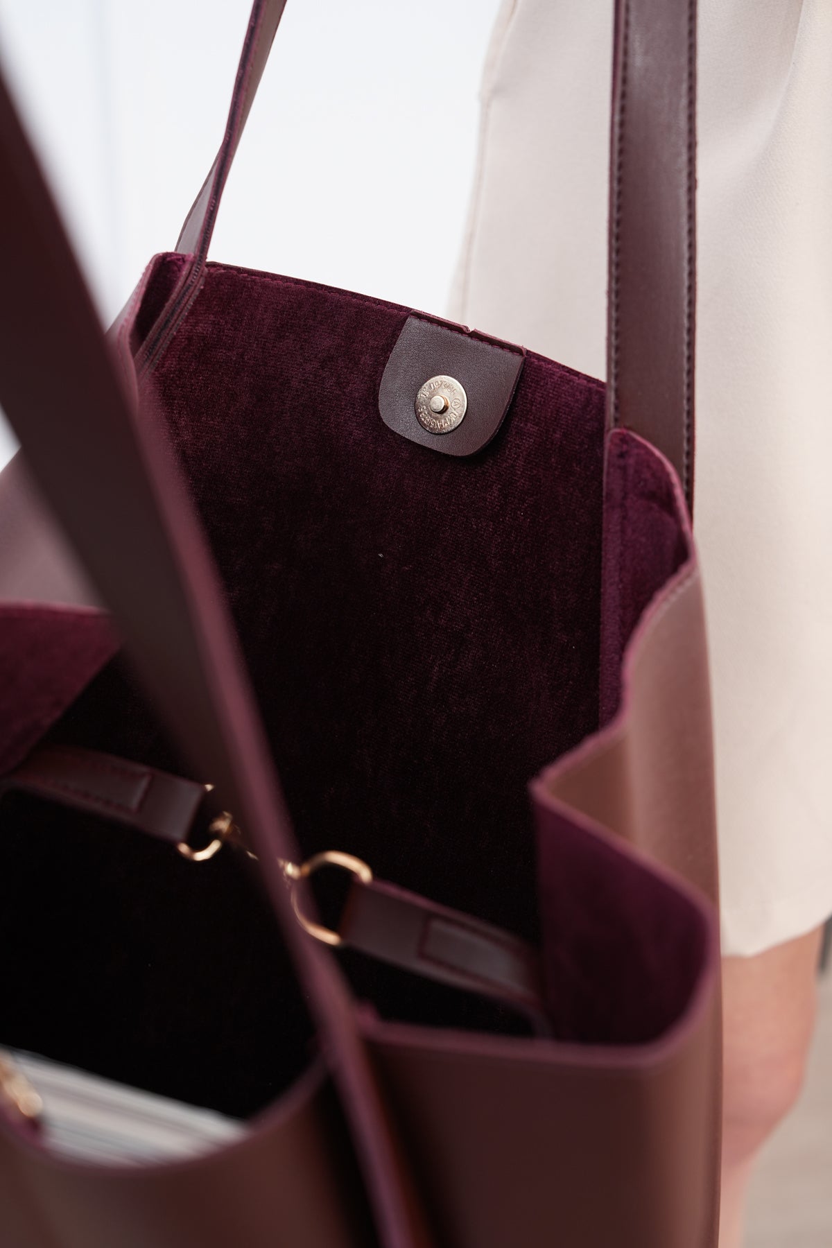 Kadın Bordo Minimalist Büyük Omuz Çantası