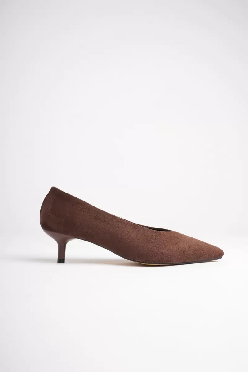 Kadın Acı Kahve Süet İnce Topuklu Stiletto