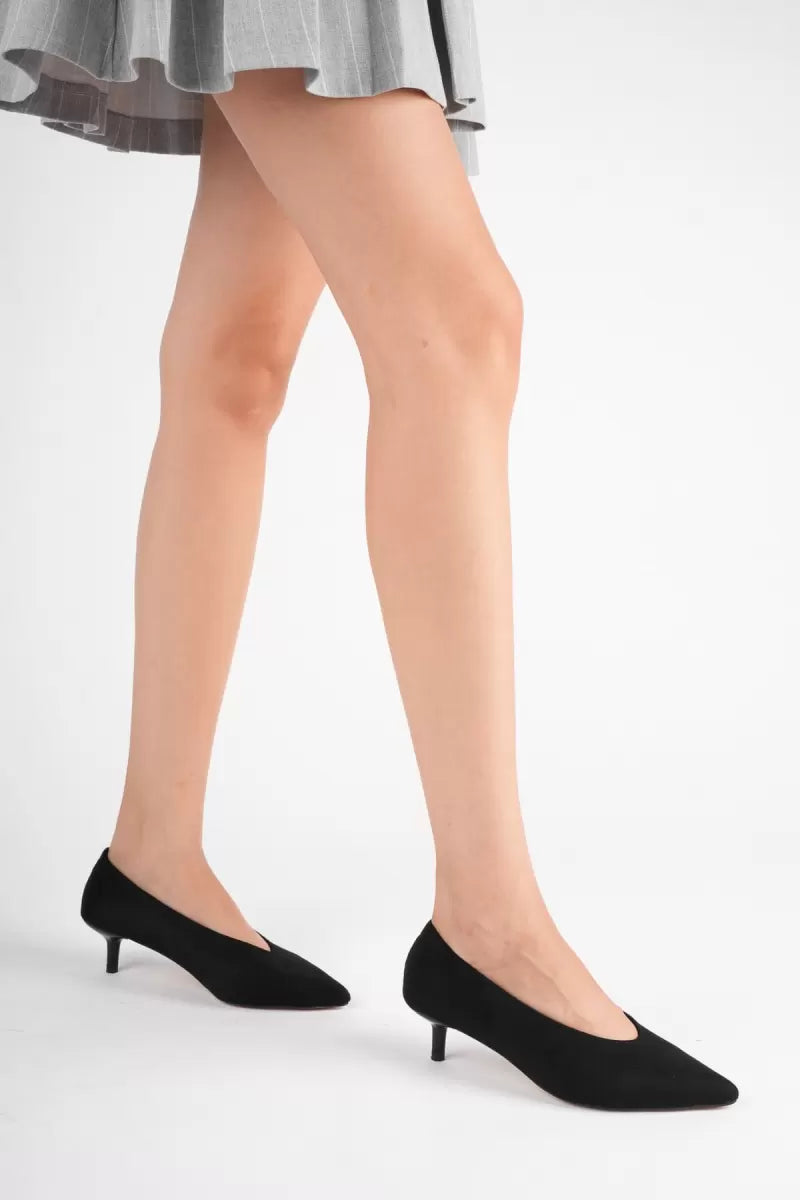Kadın Siyah Süet İnce Topuklu Stiletto