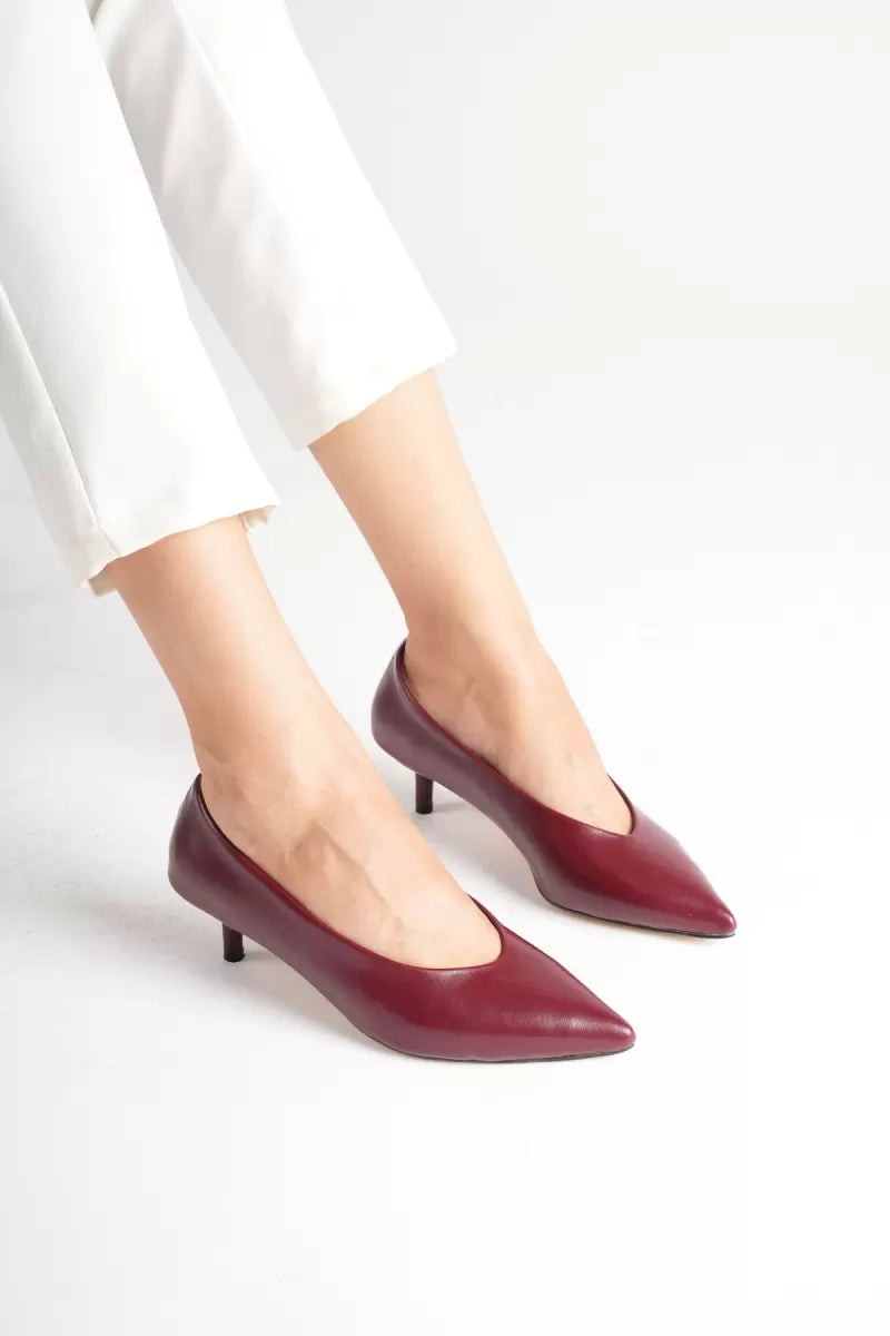 Kadın Bordo İnce Topuklu Stiletto