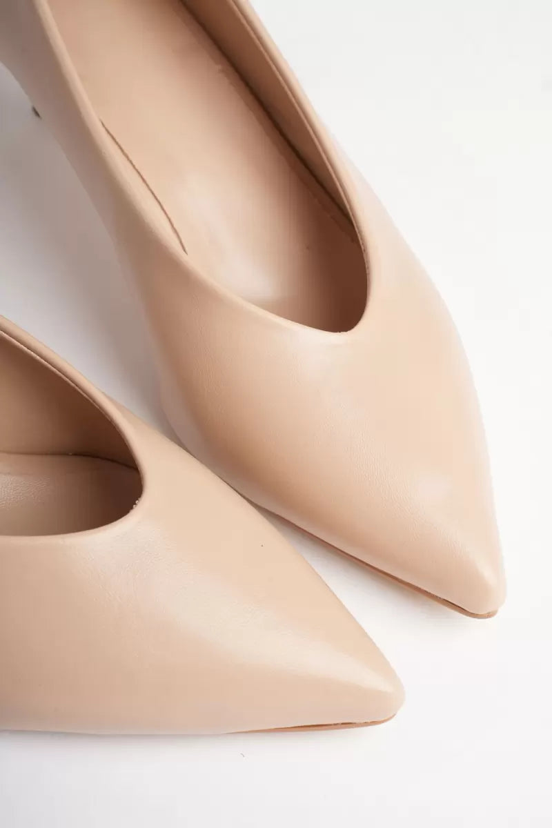 Kadın Bej İnce Topuklu Stiletto