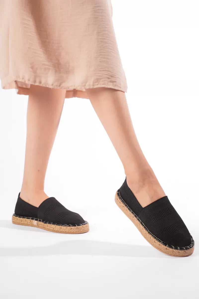 Kadın Siyah Triko Jüt Sargı El Yapımı Espadril TR44MY01A
