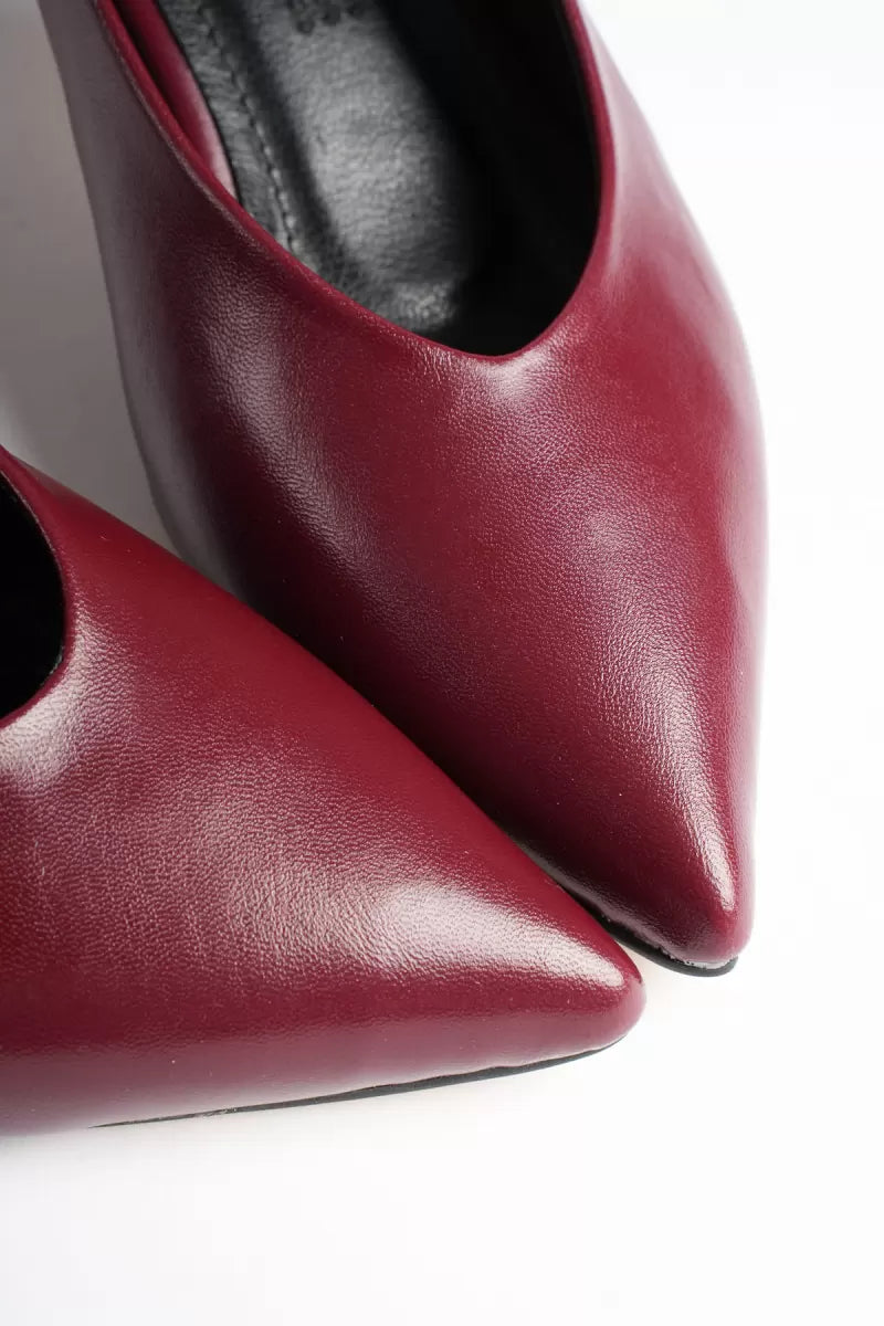 Kadın Bordo İnce Topuklu Stiletto